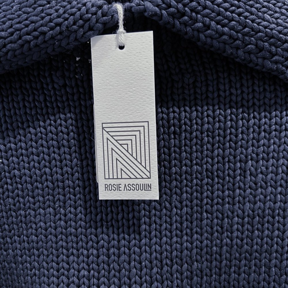 NWT ROSIE ASSOULIN Dickie Collared Knit Sweater Navy Blue S - Picture 4 of 7